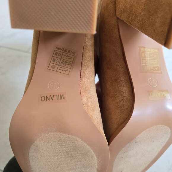 Miss Lola Milano Square Heel Boots In Nude Size 6.5 - Picture 9 of 16